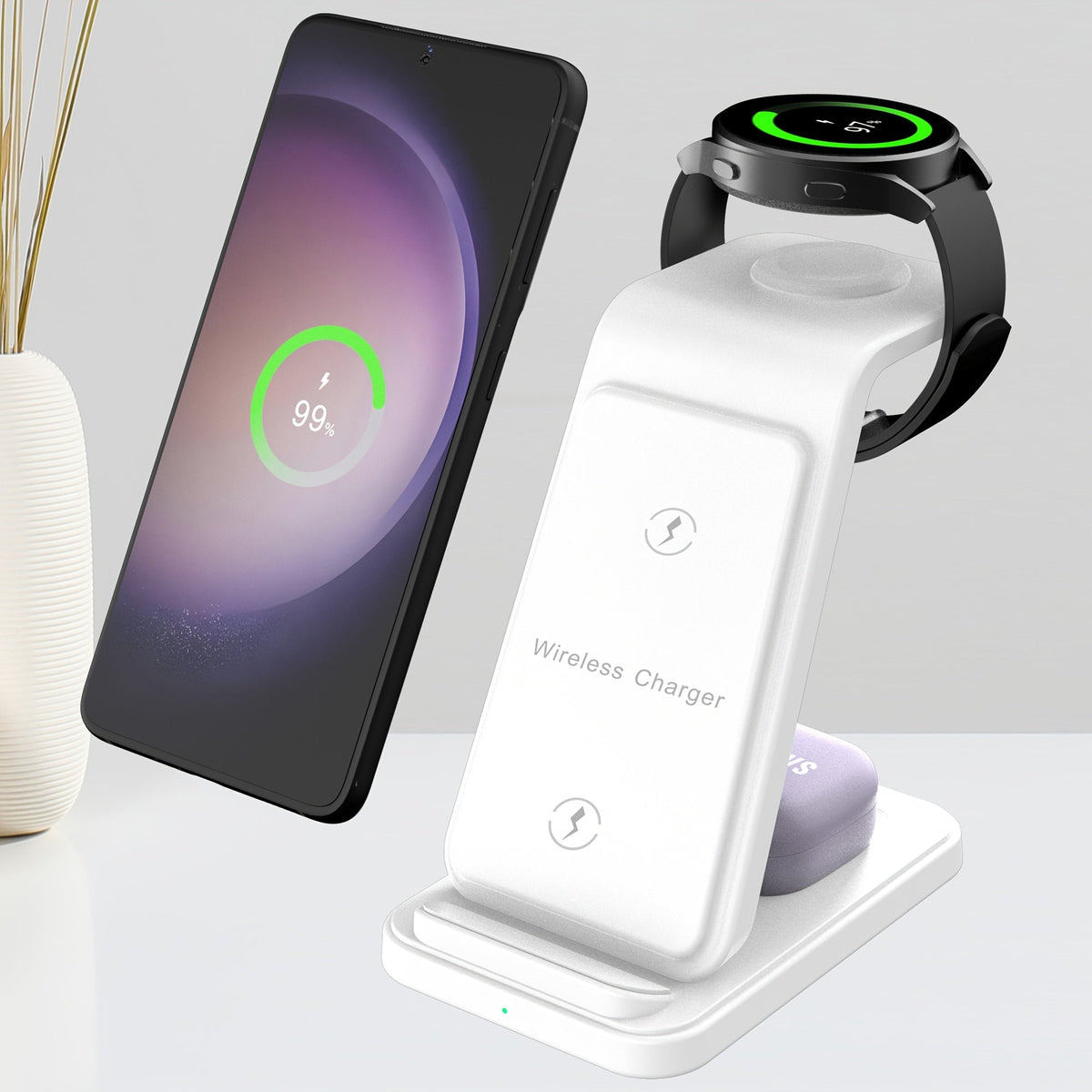 3-in-1 Fast Wireless Charging Station for Samsung Galaxy Devices
